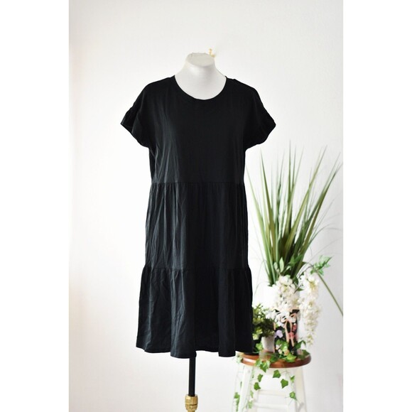 J.CREW Dresses & Skirts - J Crew Factory Mini Dress Woman's XS Black Tiered T-shirt Dress Casual Preppy